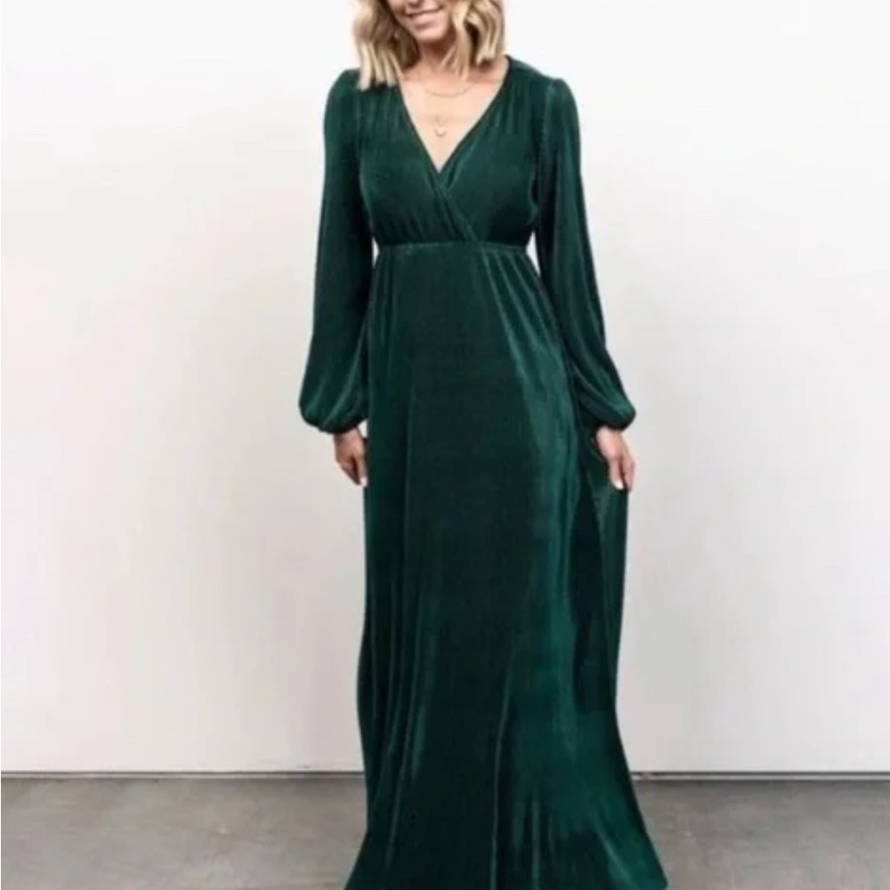 Baltic Born Deep Green Velvet Maxi Dress Size Medium